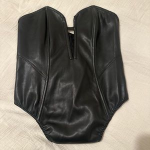 Victorias Secret Faux Leather Bodysuit • Medium • NWOT